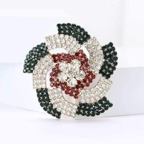 Broche en alliage zinc avec stras, alliage de zinc, fleur, Placage, pour femme & avec strass, Vendu par PC[