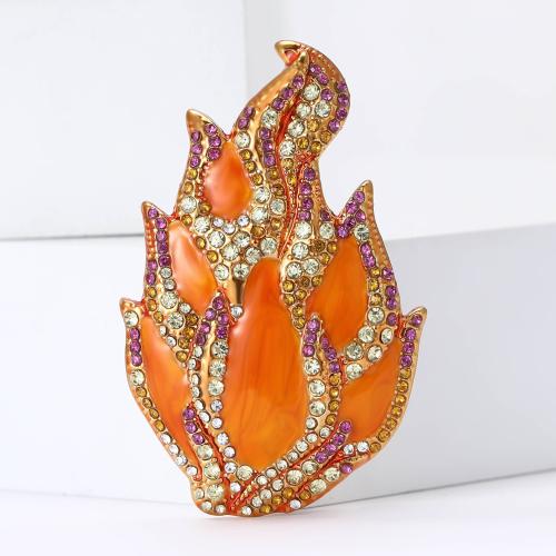 Broche émail, alliage de zinc, pitaya, Placage de couleur d'or, pour femme & avec strass, orange, Vendu par PC