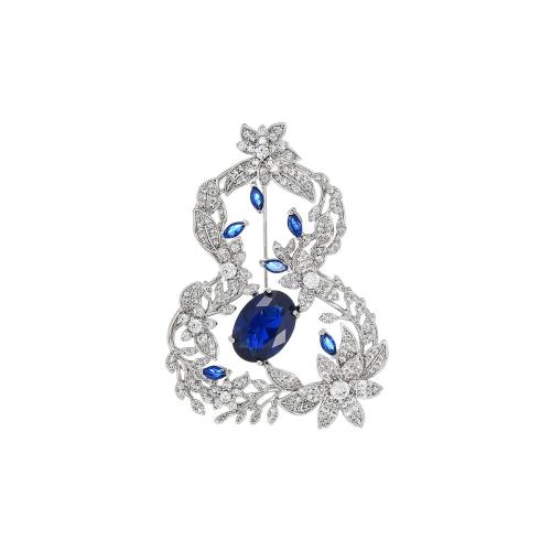 Broche de zircon cubique, laiton, Placage, pavé de micro zircon & pour femme, argent Vendu par PC