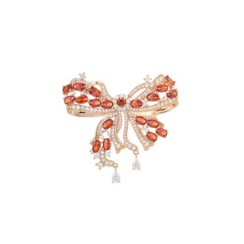 Broche de zircon cubique, laiton, Placage, pavé de micro zircon & pour femme, doré Vendu par PC