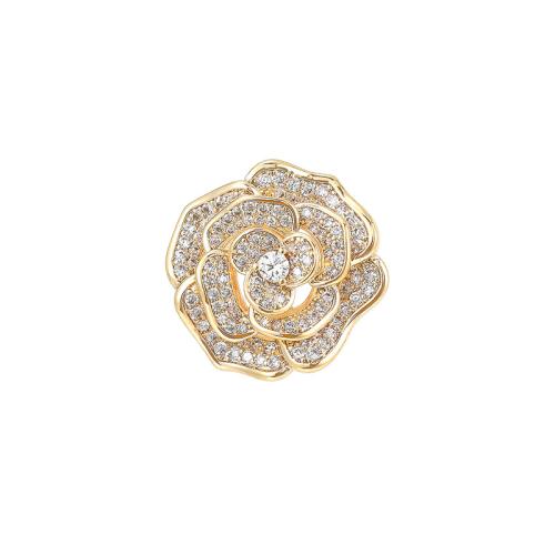 Broche de zircon cubique, laiton, pavé de micro zircon & pour femme, doré Vendu par PC