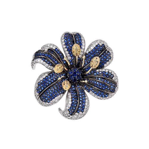 Broche de zircon cubique, laiton, Placage, pavé de micro zircon & pour femme, argent Vendu par PC