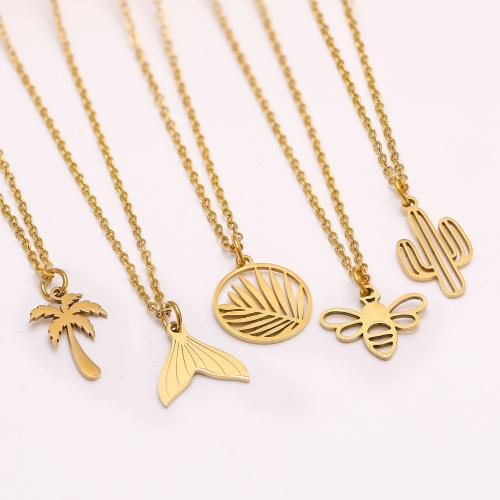 Collier de bijoux en acier inoxydable, Acier inoxydable 304, avec 5cm chaînes de rallonge, Placage ionique sous vide, Forme différente pour le choix & bijoux de mode & pour femme, plus de couleurs à choisir Environ 45 cm, Vendu par PC