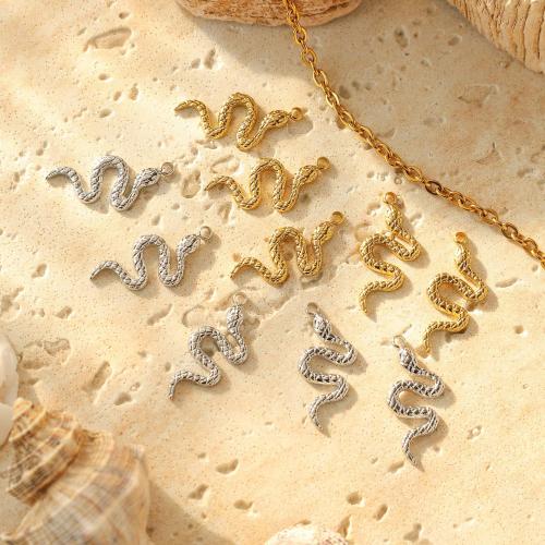 Stainless Steel Animal Pendants, 304 Stainless Steel, Snake, Vacuum Ion Plating, DIY [