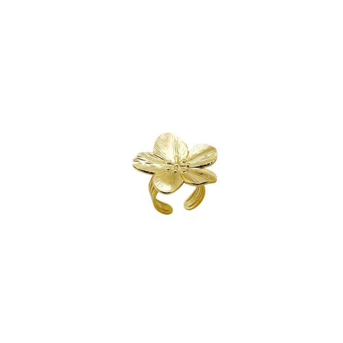 Stainless Steel Finger Ring, 304 Stainless Steel, Flower, gold color plated, fashion jewelry, golden 