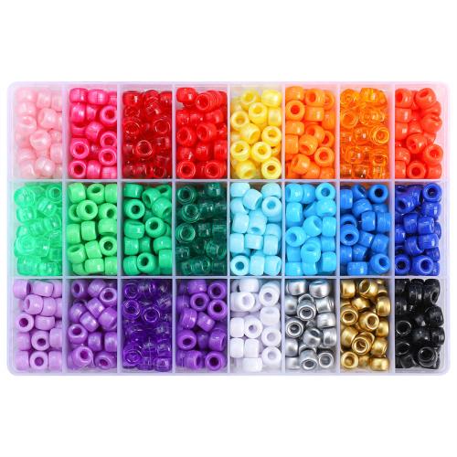 Perles en plastique de couleur unie, DIY, couleurs mélangées Environ îte, Vendu par boîte[