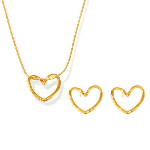 Conjuntos de joyería de acero inoxidable, acero inoxidable 304, Corazón, chapado, diferentes estilos para la opción & para mujer & hueco, dorado, Vendido por UD