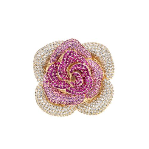 Broche de zircon cubique, laiton, Placage, pavé de micro zircon & pour femme, doré Vendu par PC