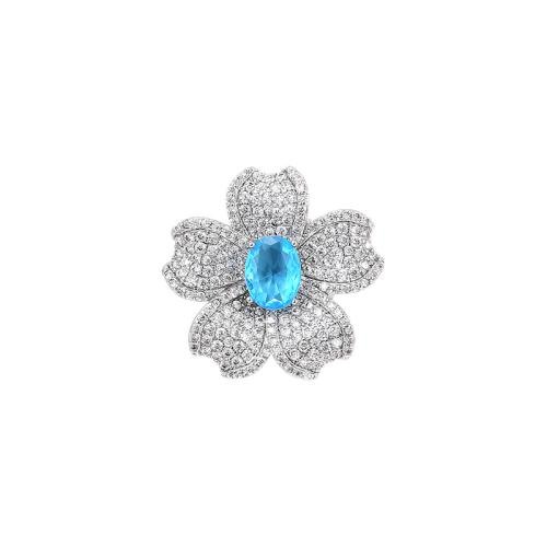 Broche de zircon cubique, laiton, Placage, pavé de micro zircon & pour femme, argent Vendu par PC