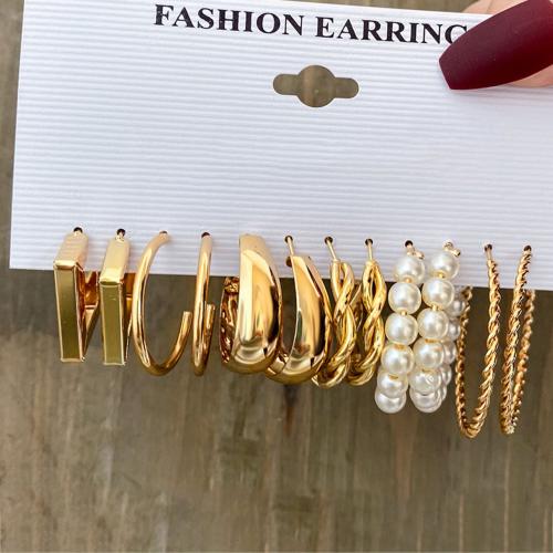 Zinc Alloy Earring Set, with Plastic Pearl, plated & for woman & enamel, earring length 20-50mm [