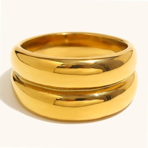 Stainless Steel Finger Ring, 304 Stainless Steel, Round, gold color plated & for woman 