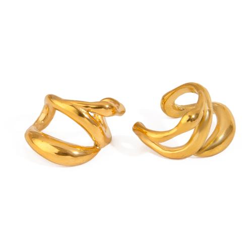 Stainless Steel Clip Earrings, 304 Stainless Steel, gold color plated, fashion jewelry, golden 