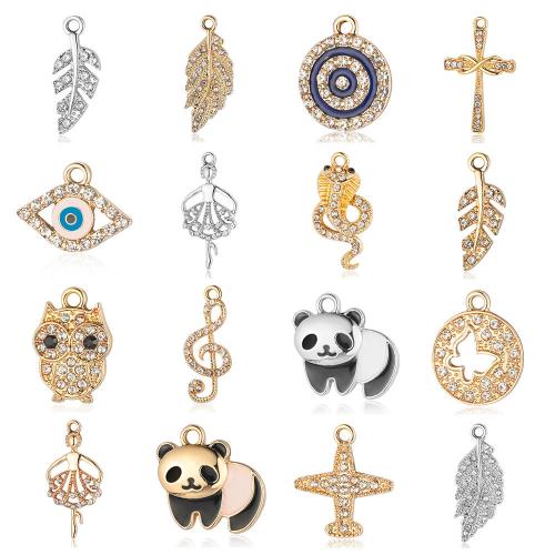 Zinc Alloy Enamel Pendants, plated & DIY & with rhinestone [