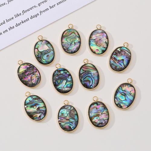 Abalone Muschel Anhänger, Seeohr Muschel, goldfarben plattiert, DIY, 15x20mm, verkauft von PC[