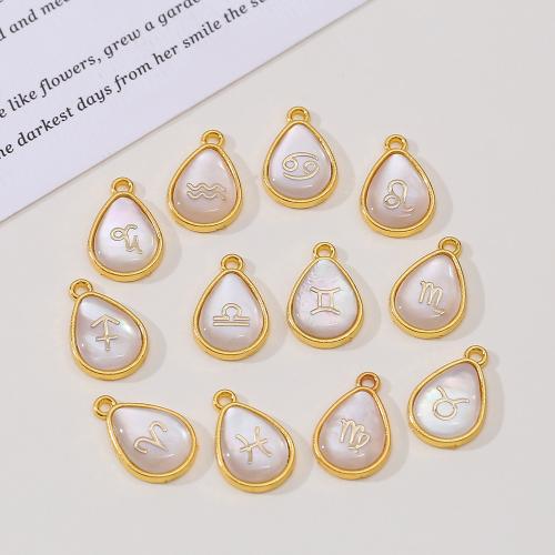 Zinc Alloy Constellation Pendant, Teardrop, gold color plated, DIY & enamel [