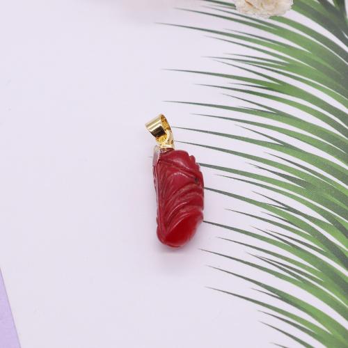 Synthetic Resin Pendant, gold color plated, DIY, red [