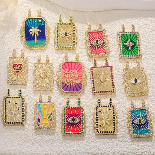 Enamel Brass Pendants, gold color plated, DIY & with rhinestone [