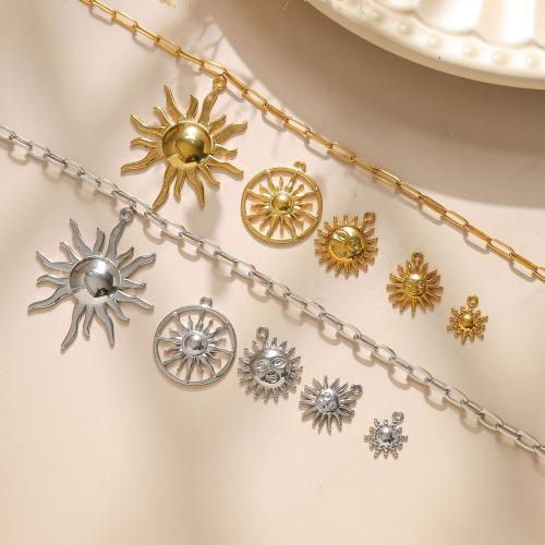 Pendentifs en acier inoxydable, Acier inoxydable 304, soleil, Placage ionique sous vide, DIY & normes différentes pour le choix, plus de couleurs à choisir Vendu par sac[