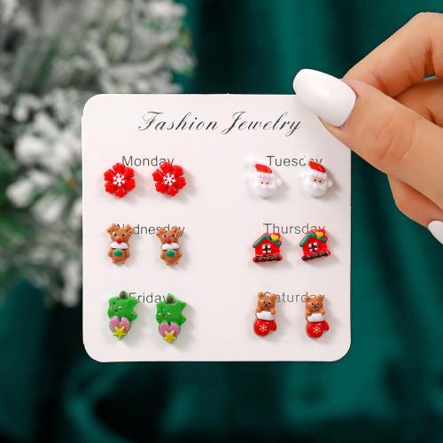 Christmas Earrings, 304 Stainless Steel, Vacuum Ion Plating, Christmas Design & for woman & enamel [