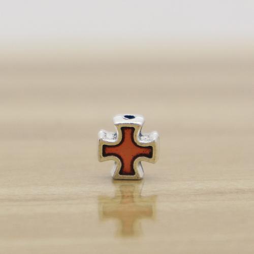 Enamel Zinc Alloy Beads, Cross, antique silver color plated, DIY Approx 1.5mm, Approx 