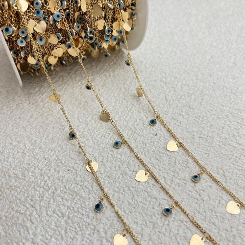 Edelstein Perlen Kette, Messing, plattiert, DIY & böser Blick- Muster & Emaille, keine, verkauft von m