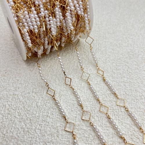 宝石用原石ビーズチェーン, 銅, とともに プラスチック製パール, ゴールドメッキ, DIY, 長さ:1 M, 売り手 M