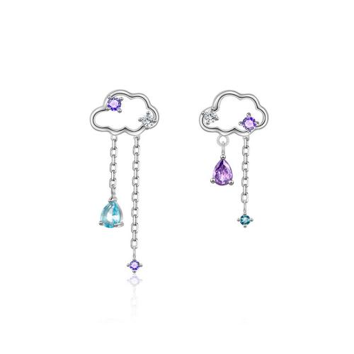 Zinc Alloy Drop Earring, Cloud, for woman & with rhinestone & hollow, earring length 10-25mm 