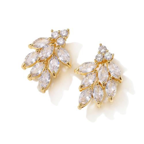 Brass Drop Earring, plated, micro pave cubic zirconia & for woman earring length 30-35mm [