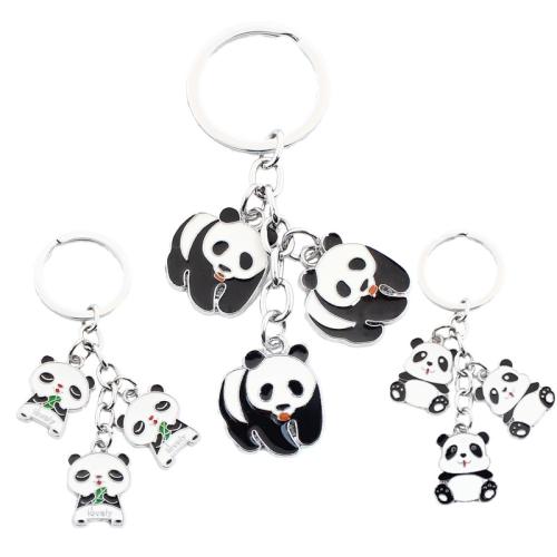 Emaille Zink Legierung Schlüsselanhänger, Zinklegierung, Panda, plattiert, unisex & verschiedene Stile für Wahl, key clasp length 70-100mm, verkauft von PC[