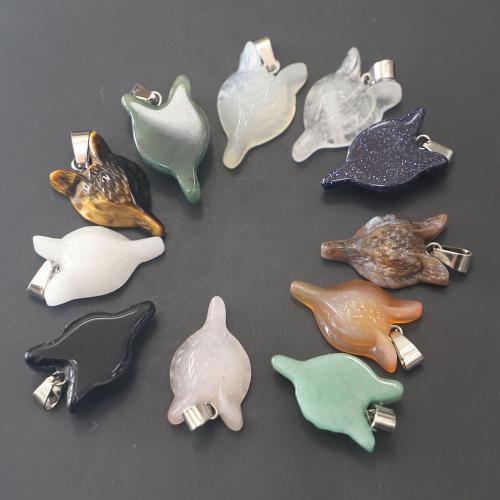 Pendentif bijoux de pierre gemme, avec fer & Acier inoxydable 304, renard, gravé, DIY, plus de couleurs à choisir Vendu par PC[