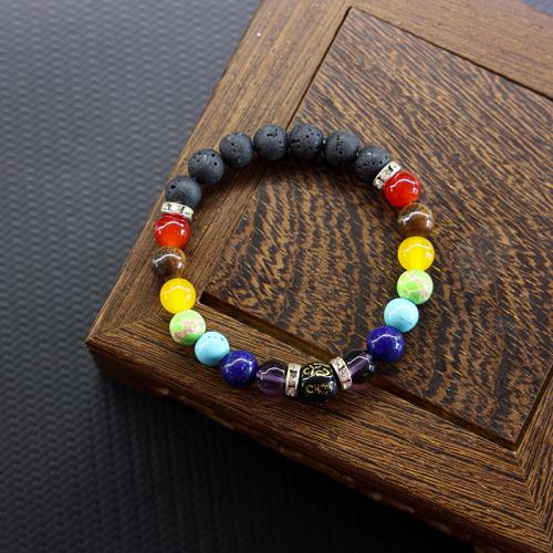 Gemstone Bracelets, fashion jewelry & for woman, multi-colored, 8mm Approx 19 cm 