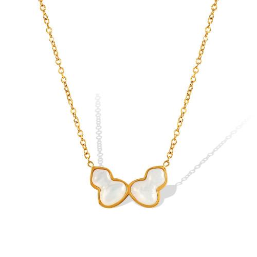 Collier de bijoux en acier inoxydable, Acier inoxydable 304, avec coquille d'eau douce, avec 5cm chaînes de rallonge, Plaqué or 18K, bijoux de mode & pour femme cm, Vendu par PC