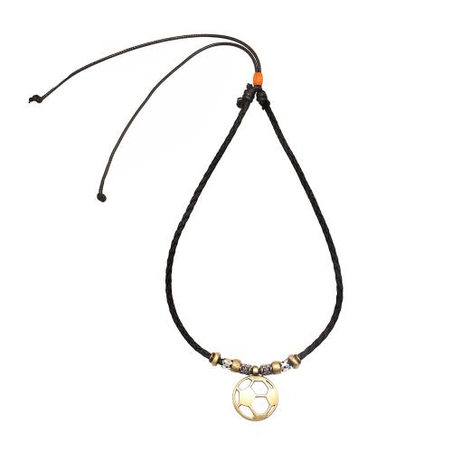 Collier cordon coton, alliage de zinc, avec corde de cire & bois, avec 17cm chaînes de rallonge, Placage, bijoux de mode & unisexe & creux, plus de couleurs à choisir Environ 22 cm, Vendu par PC[