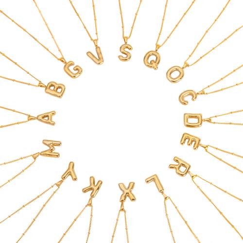 Collier de bijoux en acier inoxydable, Acier inoxydable 304, avec 5cm chaînes de rallonge, Lettre d’alphabet, Placage, bijoux de mode & styles différents pour le choix & pour femme, doré cm, Vendu par PC