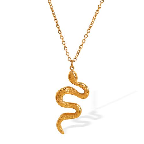 Collier de bijoux en acier inoxydable, Acier inoxydable 304, avec 5cm chaînes de rallonge, serpent, Plaqué d'or 18K, bijoux de mode & pour femme cm, Vendu par PC