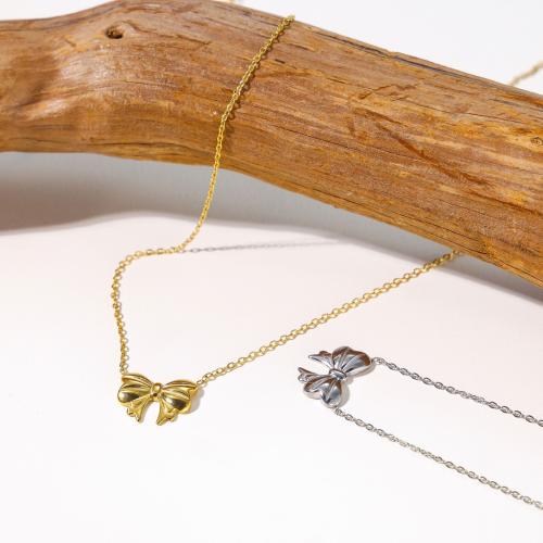 Collier de bijoux en acier inoxydable, Acier inoxydable 304, Noeud papillon, Placage ionique sous vide, pour femme, plus de couleurs à choisir, Vendu par PC