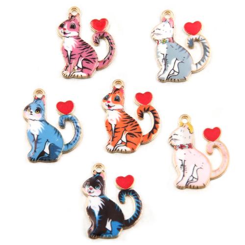 Pendentifs animaux en alliage de zinc, chat, Placage, DIY & émail, plus de couleurs à choisir Vendu par sac[