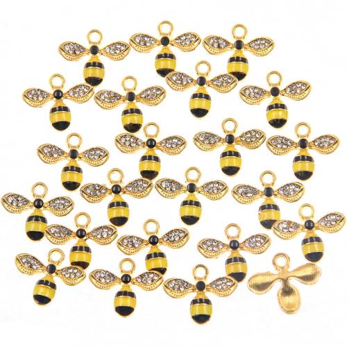 Pendentifs animaux en alliage de zinc, abeille, Placage, DIY & émail & avec strass Vendu par sac[