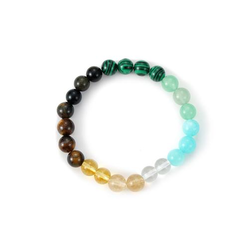 Gemstone Bracelets, with Glass, Round, fashion jewelry & Unisex, mixed colors, 8mm Approx 19 cm 