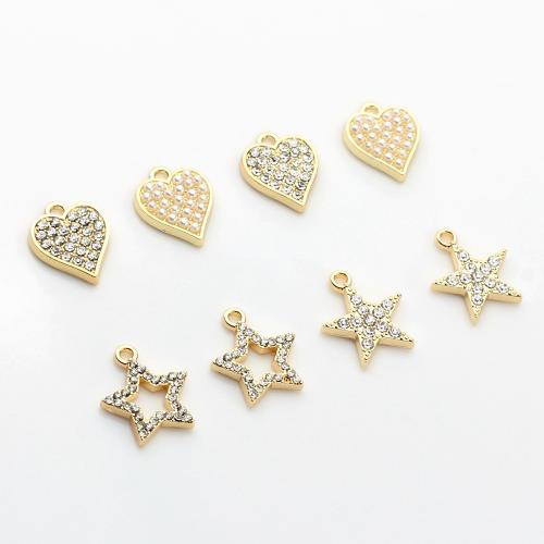 Zinc Alloy Rhinestone Pendants, with Plastic Pearl, gold color plated, DIY & with rhinestone 