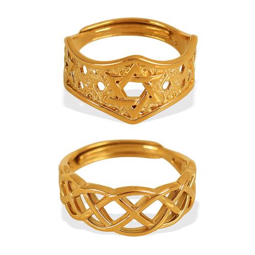 Stainless Steel Finger Ring, 304 Stainless Steel, 18K gold plated & for woman & hollow, US Ring 