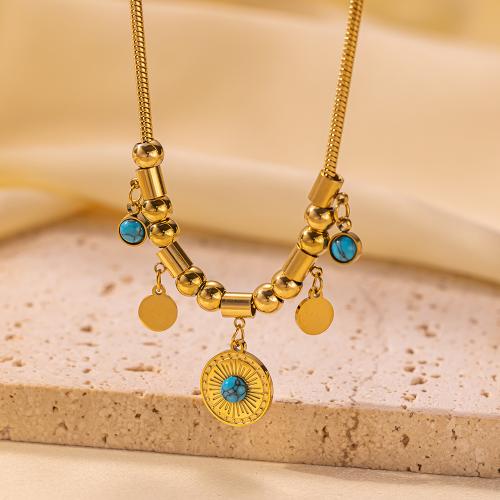 Conjuntos de joyas de acero inoxidable de turquesa, acero inoxidable 304, con turquesa, chapado, Joyería & diferentes estilos para la opción & para mujer, dorado, Vendido por UD[