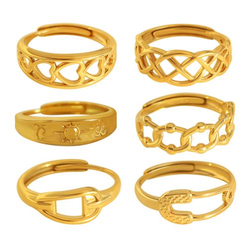 Stainless Steel Finger Ring, 304 Stainless Steel, 18K gold plated & for woman & hollow, US Ring 