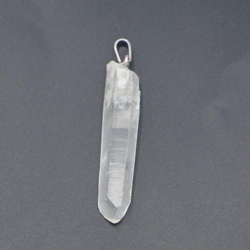 Natural Quartz Pendants, Clear Quartz, with Iron & 304 Stainless Steel, DIY, clear mmx15-5mm [