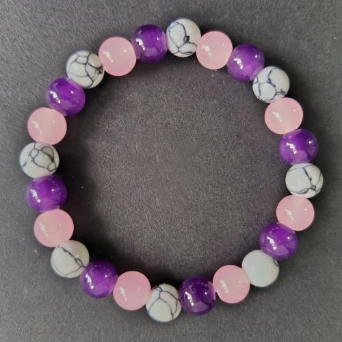 Quartz Bracelets, Amethyst, Round, Unisex [