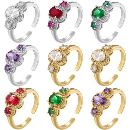 Zircon pavent l'anneau en laiton de doigt, Placage, bijoux de mode & pavé de micro zircon & pour femme, plus de couleurs à choisir, Vendu par PC