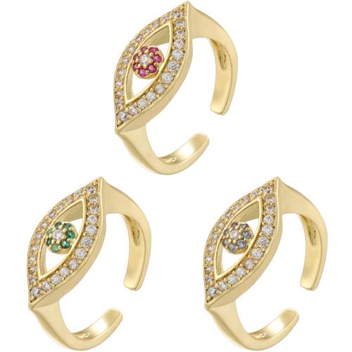 Zircon pavent l'anneau en laiton de doigt, Placage de couleur d'or, pavé de micro zircon & pour femme & creux, plus de couleurs à choisir, Vendu par PC