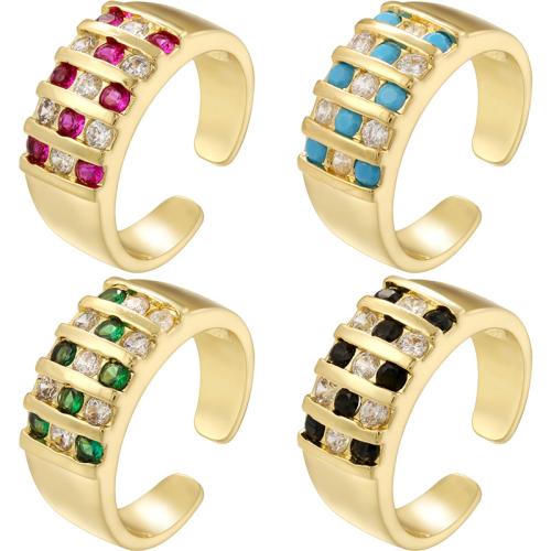 Zircon pavent l'anneau en laiton de doigt, Plaqué or 18K, différents matériaux pour le choix & pavé de micro zircon & pour femme, Vendu par PC