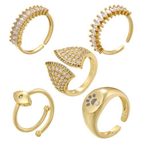 Zircon pavent l'anneau en laiton de doigt, Placage, styles différents pour le choix & pavé de micro zircon & pour femme, plus de couleurs à choisir, Vendu par PC