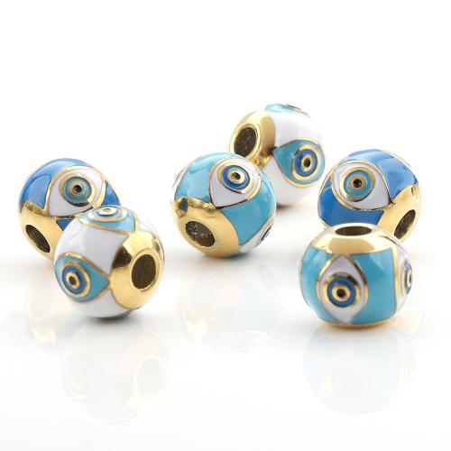 Fashion Evil Eye Beads, 304 Stainless Steel, plated, DIY & evil eye pattern & enamel [